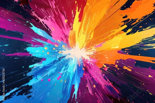 Abstract pop background with explosion of colors to the beat photo