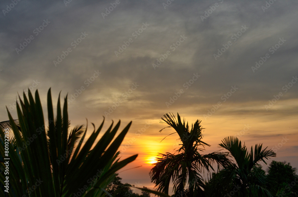 sunset on coast of Thailand beautiful colors background