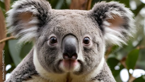 A Koala With Its Round Black Eyes Staring Curious