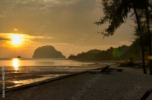 sunset on coast of Thailand beautiful colors background