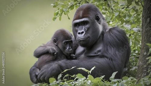 A Young Gorilla Learning How To Climb Under The Wa © Manashi