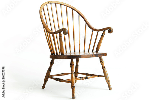 Windsor chair with a touch of elegance, isolated on solid white.