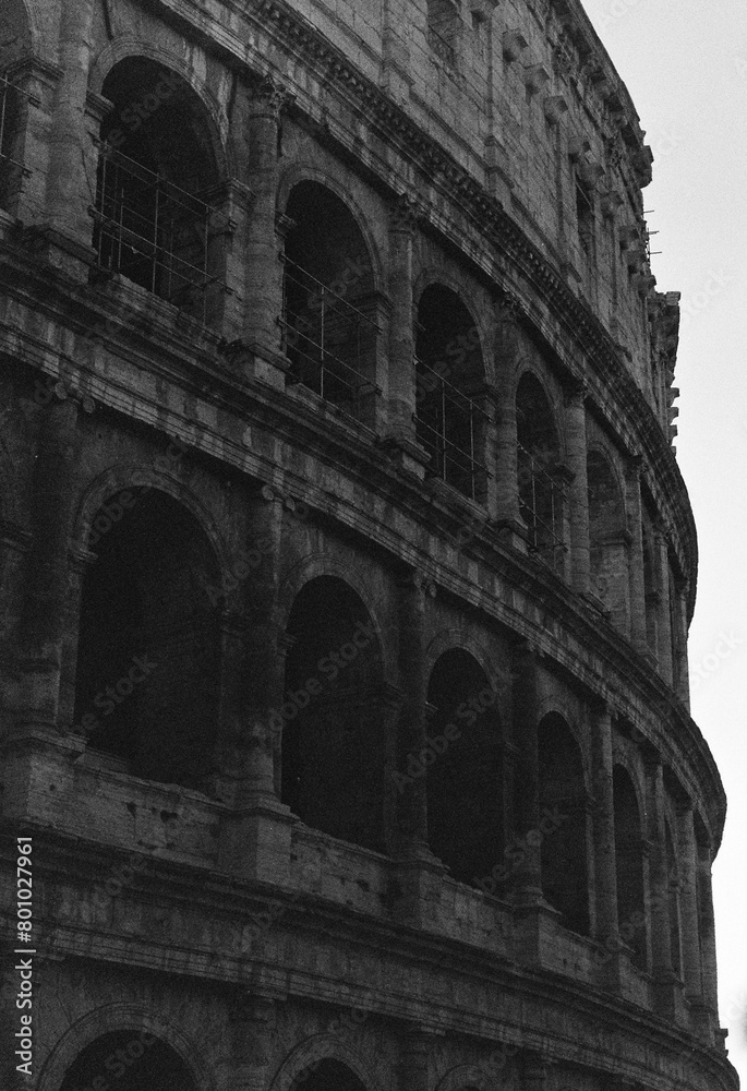 Black and white film photo of  Colosseum