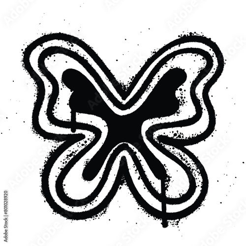 Graffiti spray butterfly isolated on white background