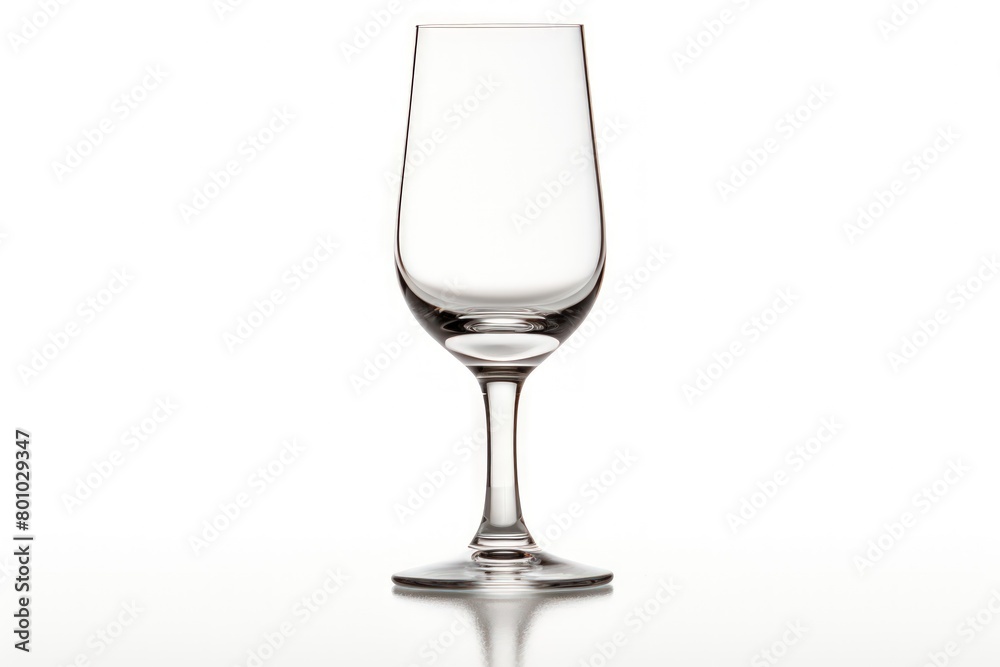 A glass of white wine on a white background