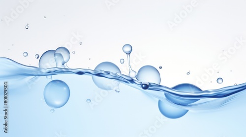 A close-up of water drops in the style of blue water
