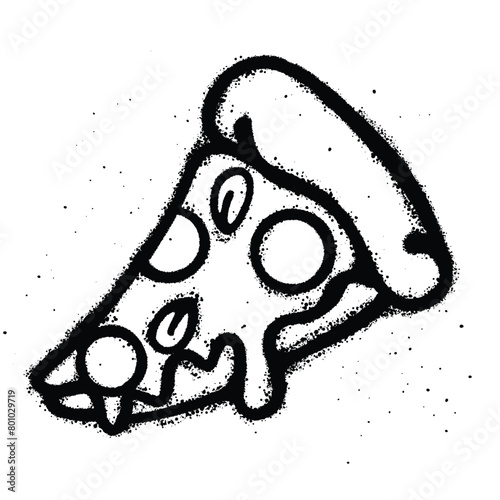 Graffiti spray pizza isolated on white background