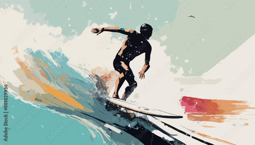 Ein Snowboarder reitet die Welle. Ein sportlicher Profi auf dem Brett. KI Vektor - Grafik