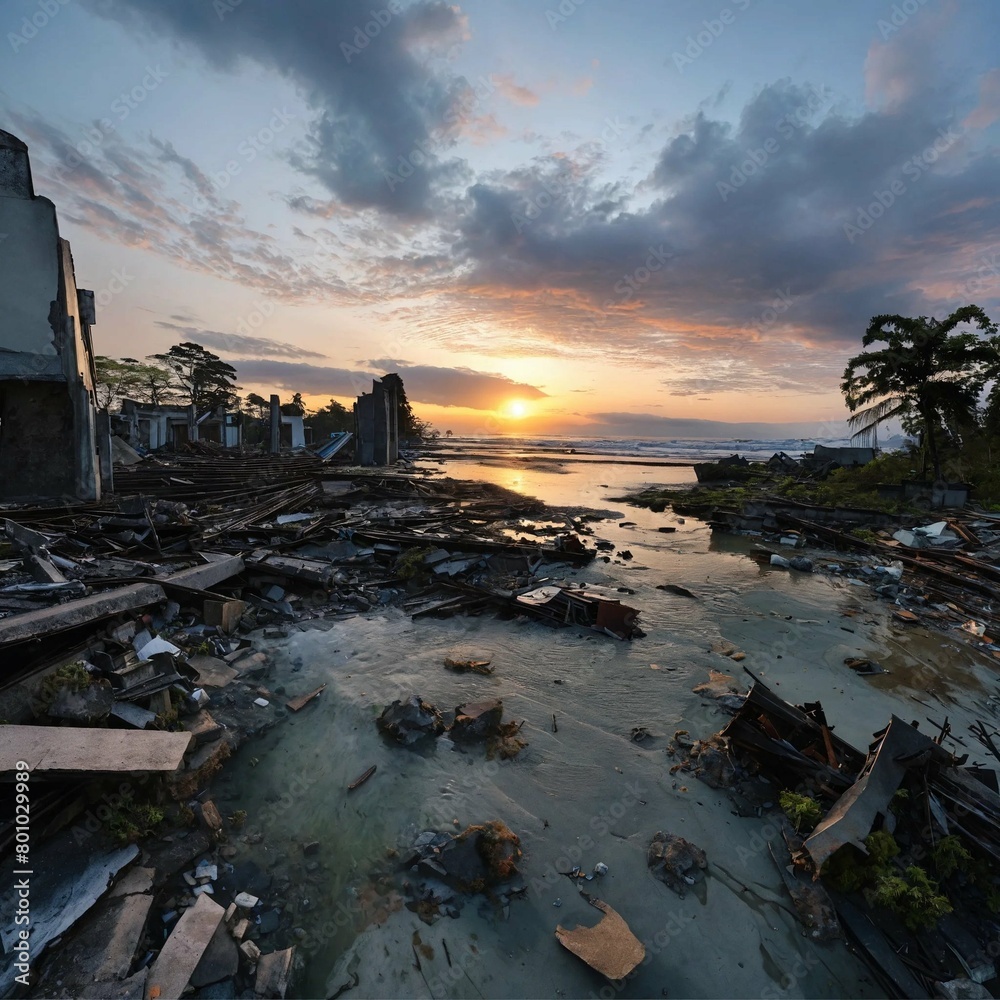 The ruins from the tsunami disaster