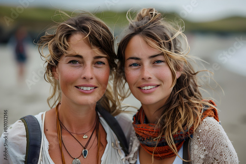 Two Women Smiling on a Beach A Mother-Daughter Relationship
