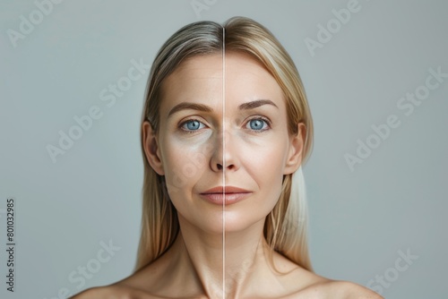 Old woman perceives beauty standards through skin tone evenness, integrating aging processes with proactive skincare and aging perceptions.