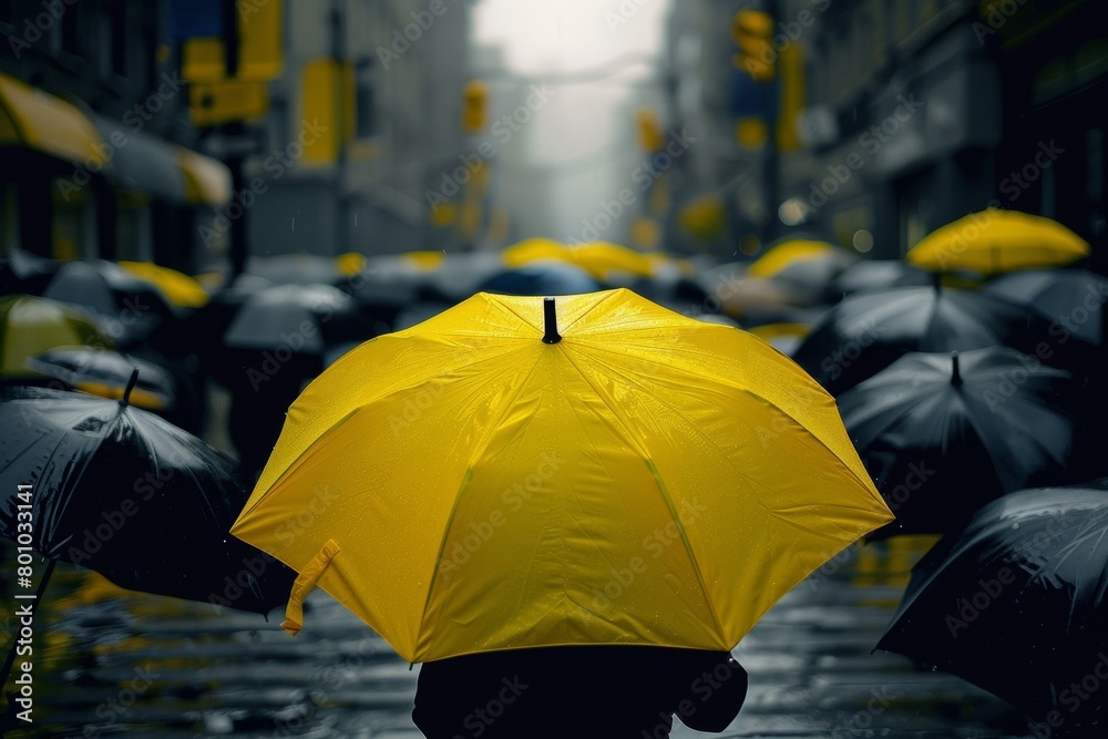 umbrellas black and yellow rain