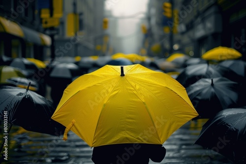 umbrellas black and yellow rain © Андрей Трубицын