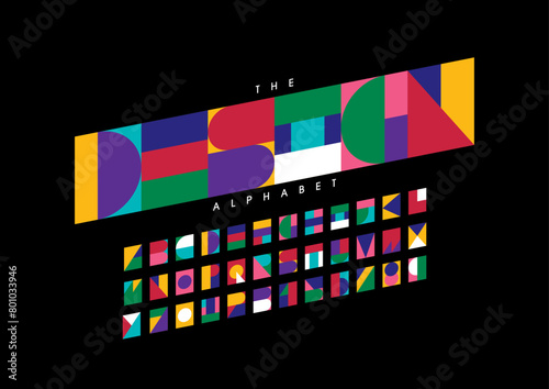 Vector of stylized modern font and alphabet