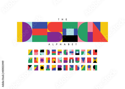Vector of stylized modern font and alphabet