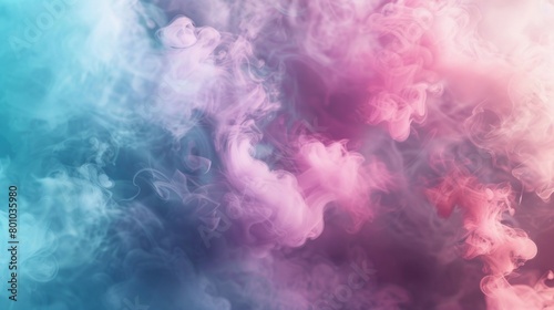 Vivid pink and blue smoke intertwine in a dynamic and flowing motion  creating a soft  dreamy background ideal for artistic designs