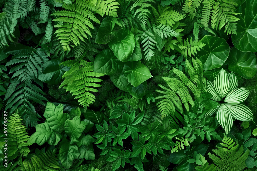 Tropical green leaves background top view in concept nature. Tropical green leaves background top view in concept nature.