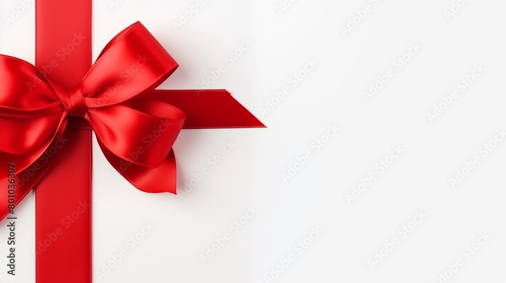 Elegant red ribbon and bow on a white background, perfect for celebrations and holidays Elegant red ribbon and bow on a white background, perfect for celebrations and holidays
