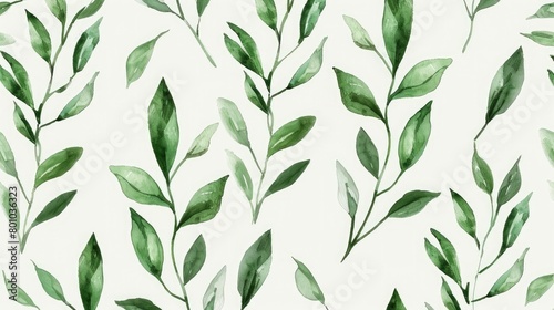 Green plant and leafs pattern. Pencil, hand drawn natural illustration. Simple organic plants design. Botany vintage graphic art. 4k wallpaper, background. Simple, minimal, clean design.