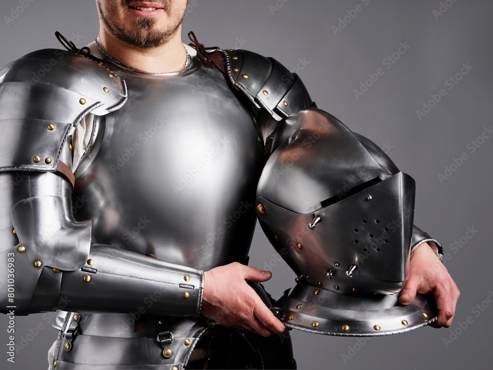 Naklejka premium Medieval armor protection. Knight helm.