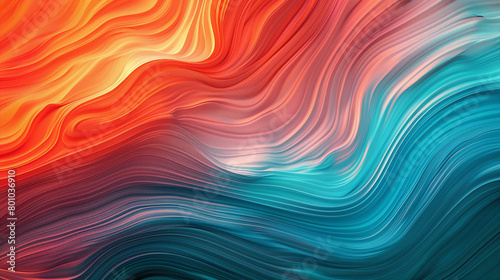 Dynamic gradient lines blending from fiery crimson to icy turquoise, highlighting scientific innovation. photo