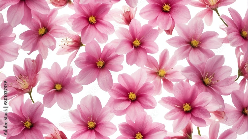 closeup of pink spring flowers on plain white background from Generative AI closeup of pink spring flowers on plain white background from Generative AI