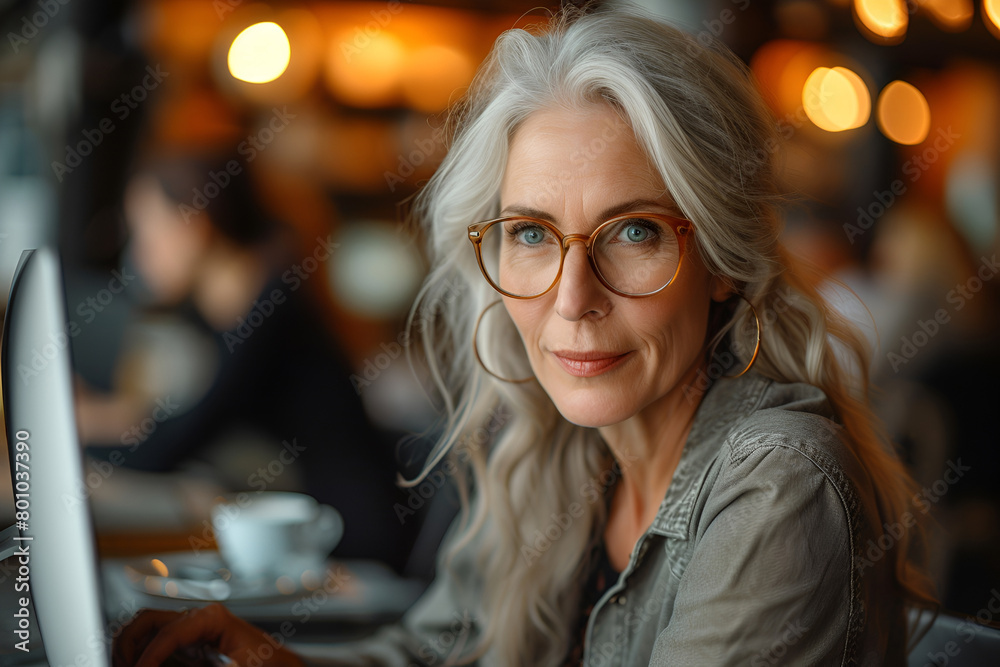 Closeup portrait of a middle aged businesswoman smiling Closeup portrait of a middle aged businesswoman smiling