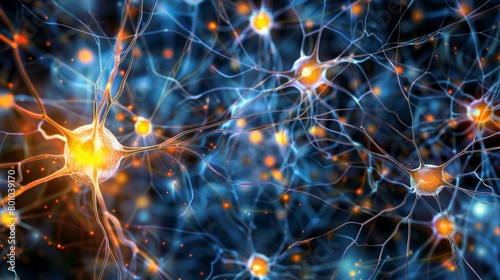 Vibrant Neural Network Synapses Digital Illustration