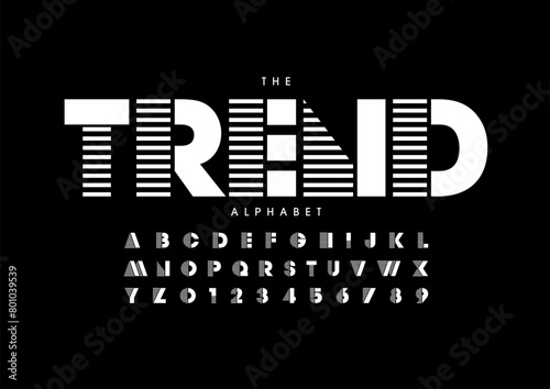 Vector of stylized modern font and alphabet