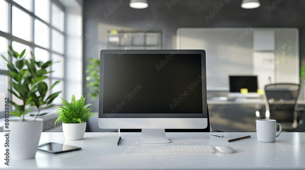 A Bright And Spacious Office Designed With A Modern Aesthetics. A Bright And Spacious Office Designed With A Modern Aesthetics.