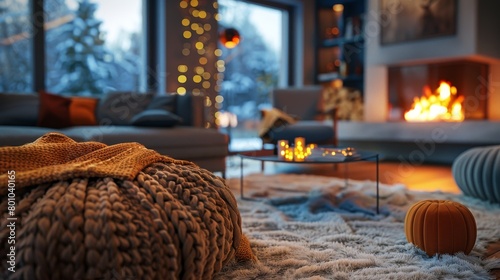 Family Living Room Cozy Atmosphere: A 3D illustration featuring a living room with a cozy atmosphere