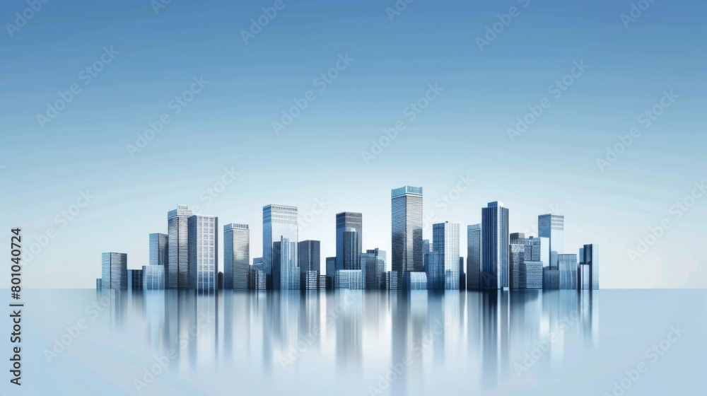Serene Cityscape Reflection on Water at Twilight Serene Cityscape Reflection on Water at Twilight