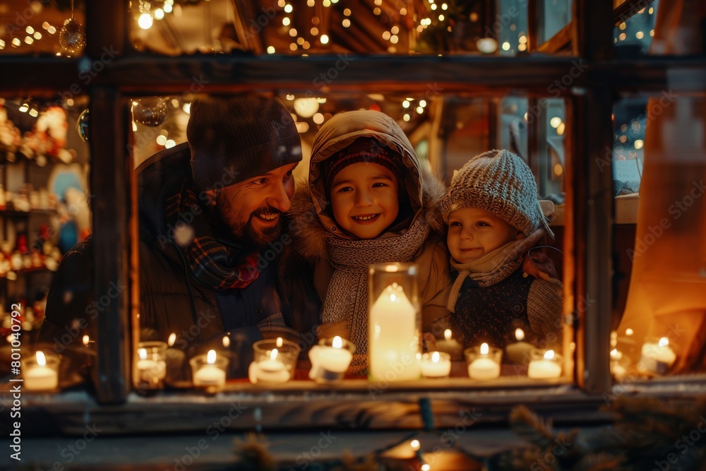 Christmas candles family window joy