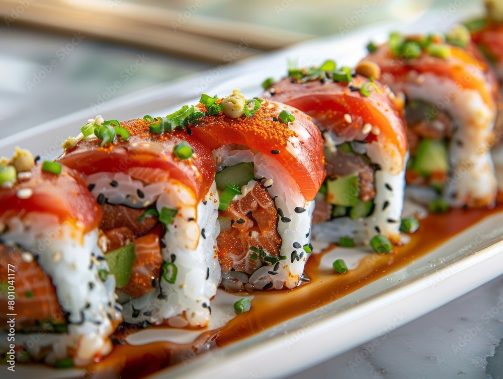 Philadelphia roll sushi with salmon, prawn, avocado, cream cheese. Sushi menu. Japanese food. Philadelphia roll sushi with salmon, prawn, avocado, cream cheese. Sushi menu. Japanese food.