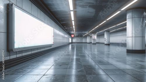 Mockup of advertising sign for high visibility in empty subway station