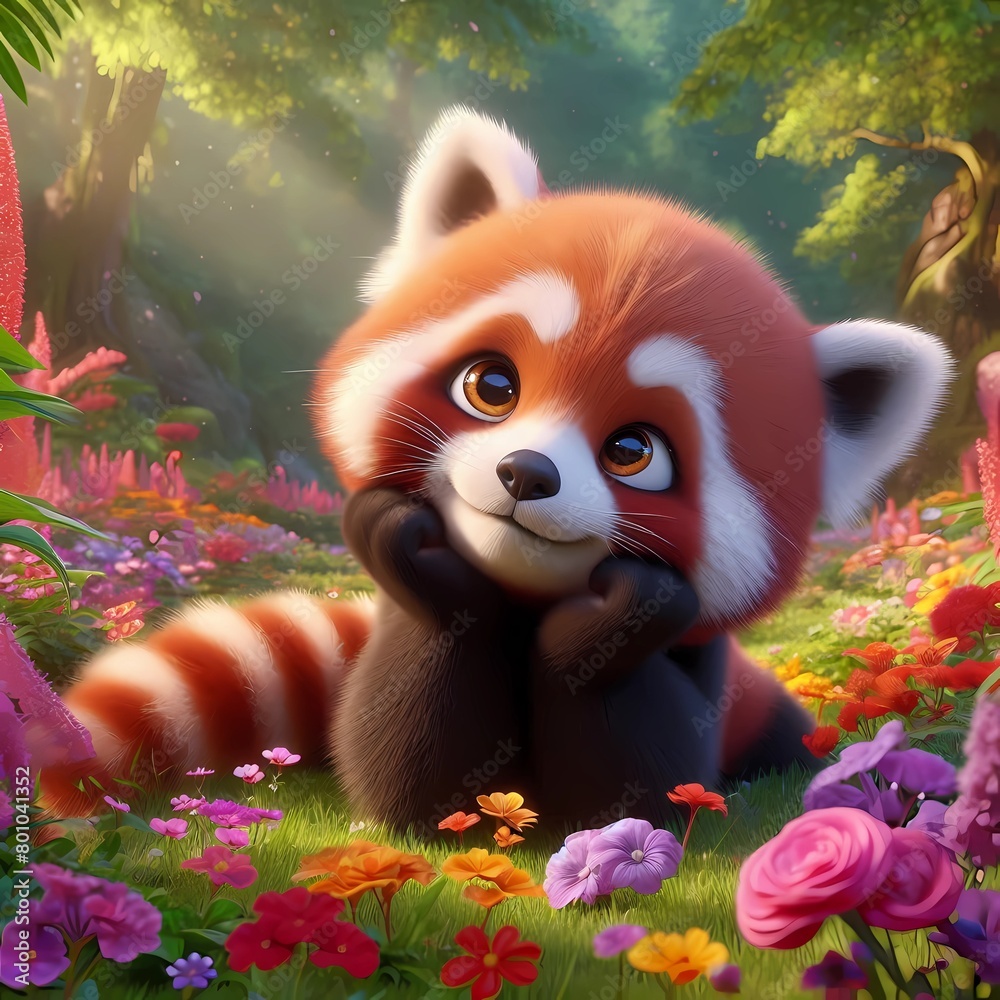 Fototapeta premium Cartoon roter panda