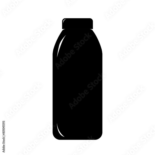 Black bottle, can  silhouette, vector.