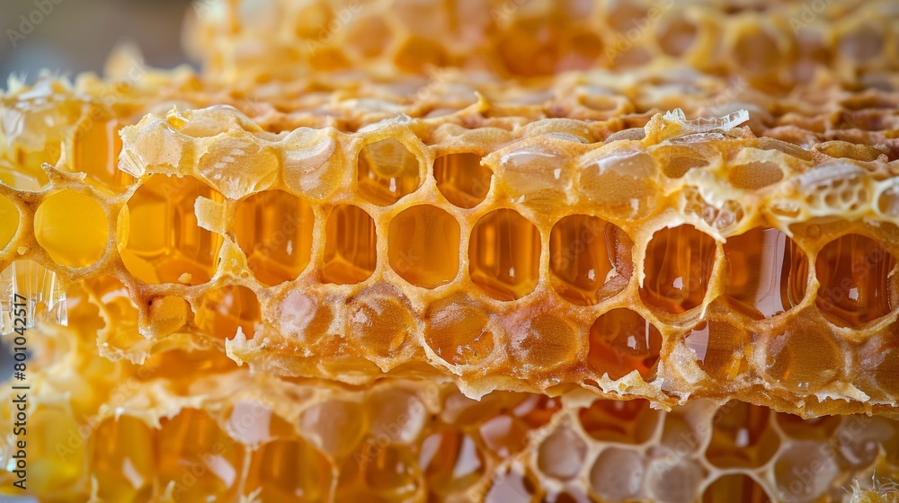 A close up of honeycomb with honey dripping from it A close up of honeycomb with honey dripping from it