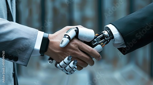 The Future is Now: Human & AI Handshake Represents Technological Partnership 