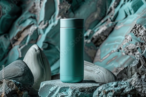 A matte turquoise stainless steel sport tumbler bottle captivates with its refreshing