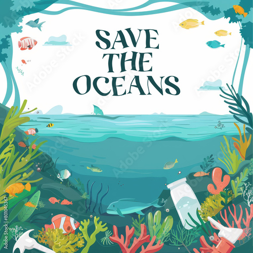 poster de salvar los océanos. 