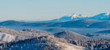 Belianske Tatry and Jahnaci stit in High Tatras mountains from Velka Raca in Kysucke Beskydy mountains during freezing winter day