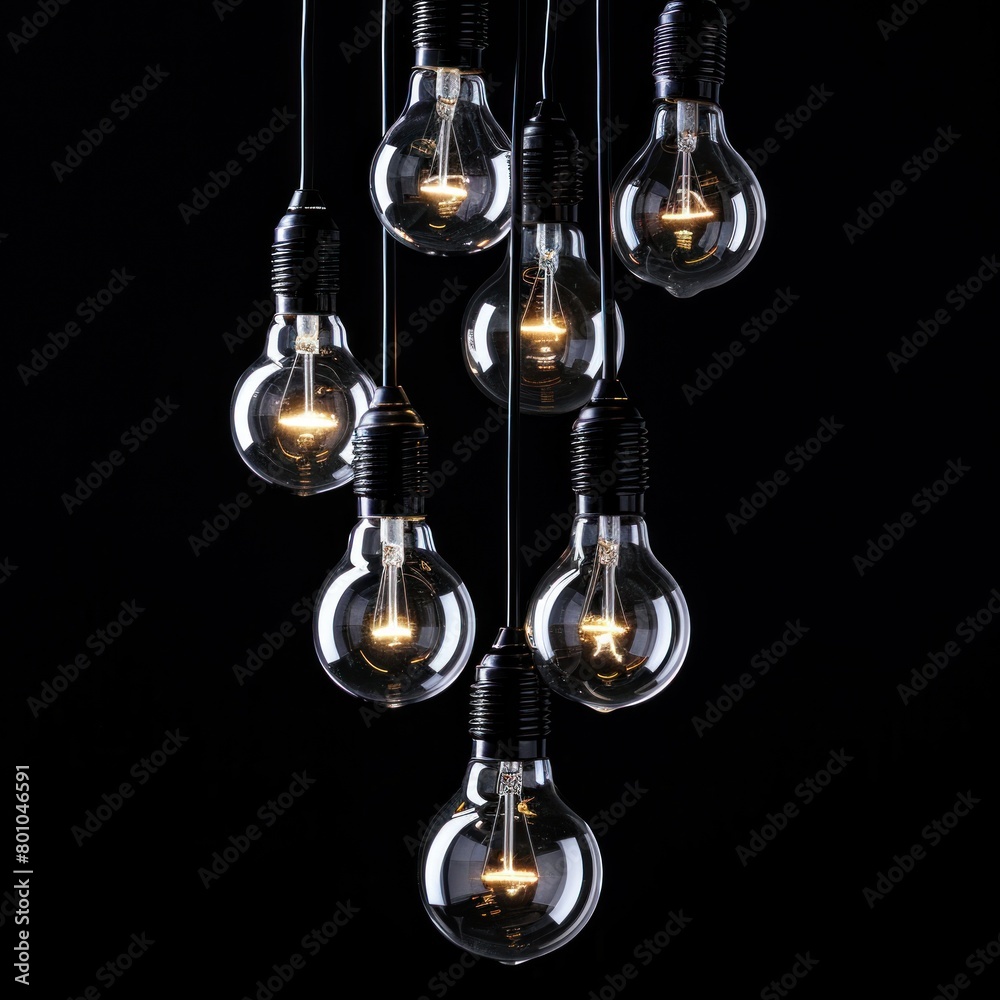 a light bulb that turns on another light with text space and a black back screen a light bulb that turns on another light with text space and a black back screen