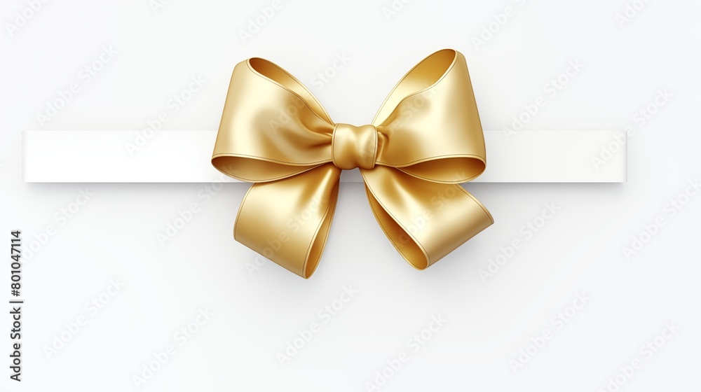 Elegant gold satin bow tied on a white ribbon, perfect for celebrations and gift decorations