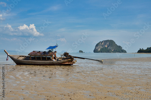 long tail Boat on coast of thailand asia sunset