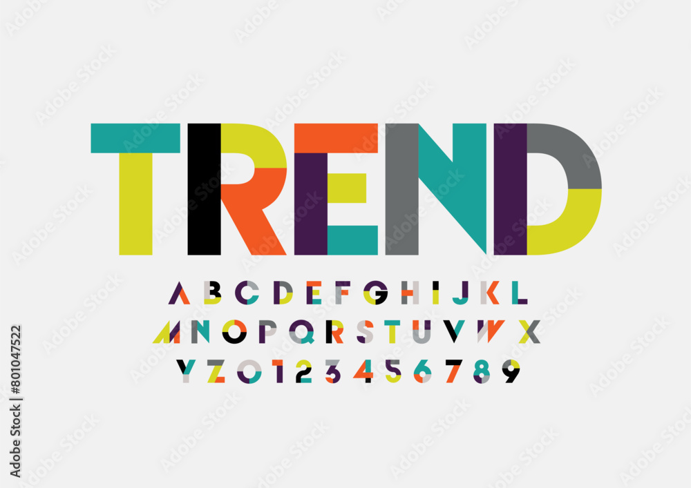 Vector of stylized modern font and alphabet Vector of stylized modern font and alphabet