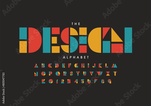 Vector of stylized modern font and alphabet