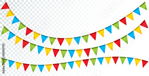 Colorful Party Flags Garland Isolated on Clean Background. Vector Festa Junina Illustration with Brazil June Traditional Saint John Holiday Festival Design for Celebration Banner, Greeting Card