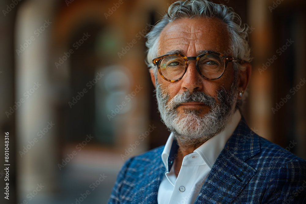 Pensive Older Gentleman in Suit and Beard Pensive Older Gentleman in Suit and Beard