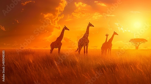 giraffes in Kenya National Park, Africa